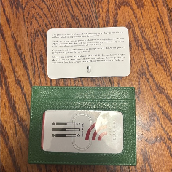 Green Genuine Leather Card Holder NWT - Picture 3 of 4